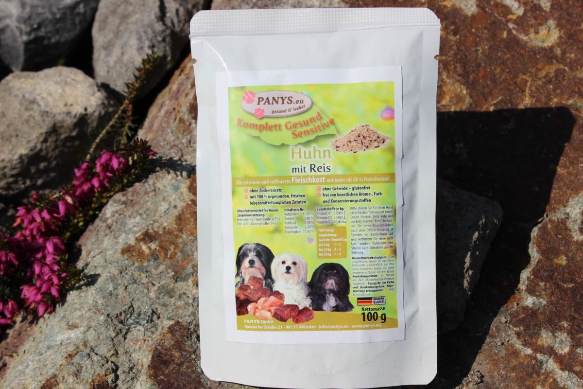 Schonkost Hund Huhn und Reis – PANYS Komplett Gesund Huhn & Reis Pouchbeutel